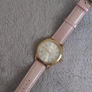 Woman's Timex Watch in pink with leather strap